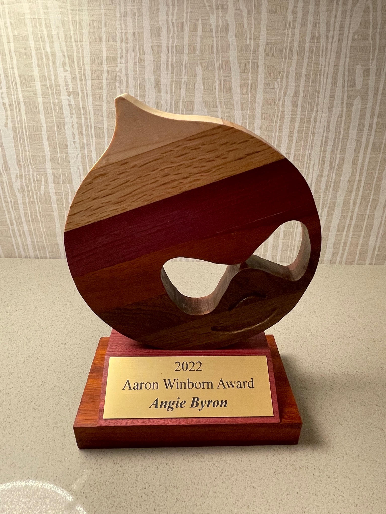 A beautiful, handcrafted wooden Druplicon trophy